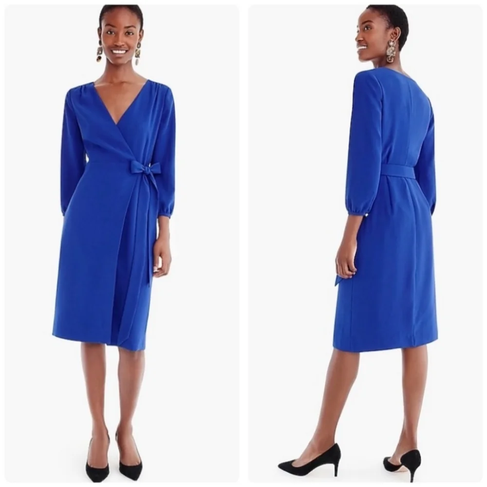 J Crew 365 Crepe Wrap Dress In Royal Blue 6 - Picture 1 of 14